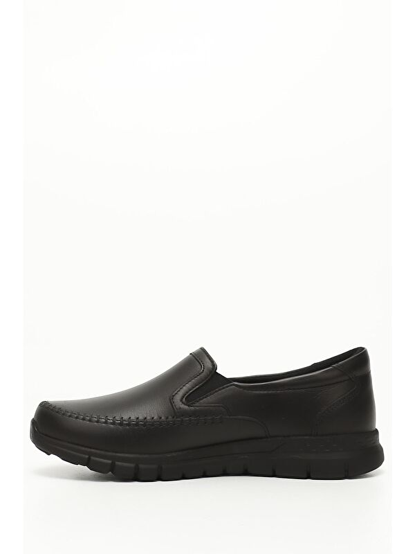 SİYAH Hakiki Deri Yuvarlak Burun Dolgu Taban Kadın Günlük Ayakkabı 42012 - Görsel 4