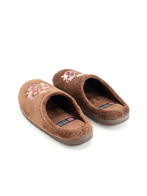 Kadın Kışlık Çiçek Desenli Ev Gondol Terlik - Görsel 4