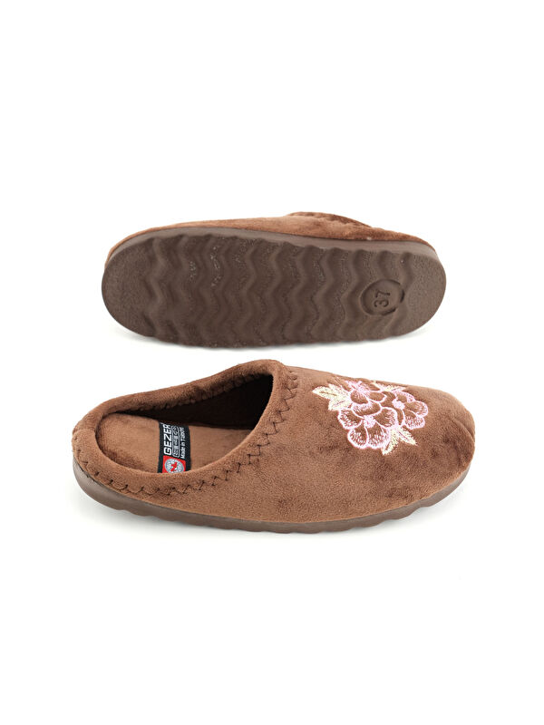 Kadın Kışlık Çiçek Desenli Ev Gondol Terlik - Görsel 5