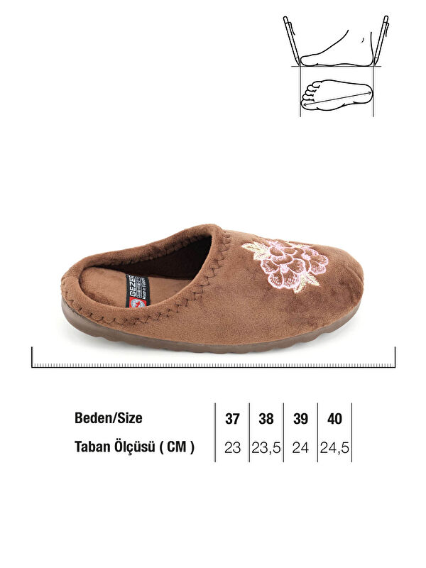 Kadın Kışlık Çiçek Desenli Ev Gondol Terlik - Görsel 6