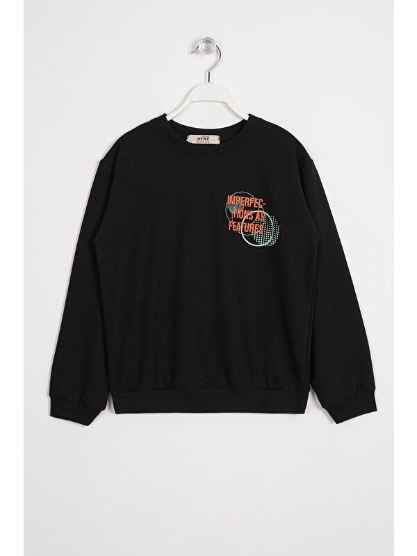 Zepkids Yazı Baskılı Siyah Renk Erkek Çocuk  Sweatshirt