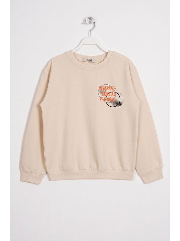 Zepkids Yazı Baskılı Taş Renk Erkek Çocuk  Sweatshirt
