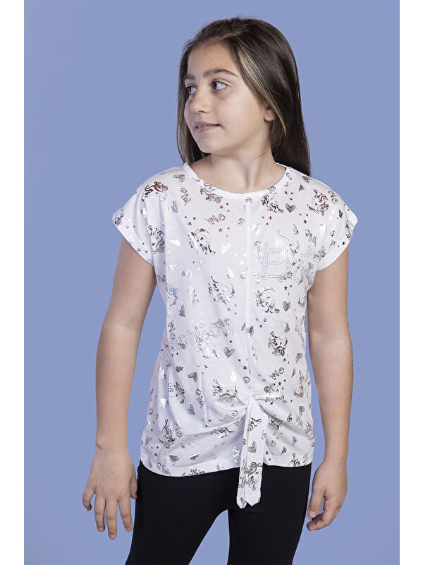 Toontoykids Kız Çocuk Varak Baskılı Tişört