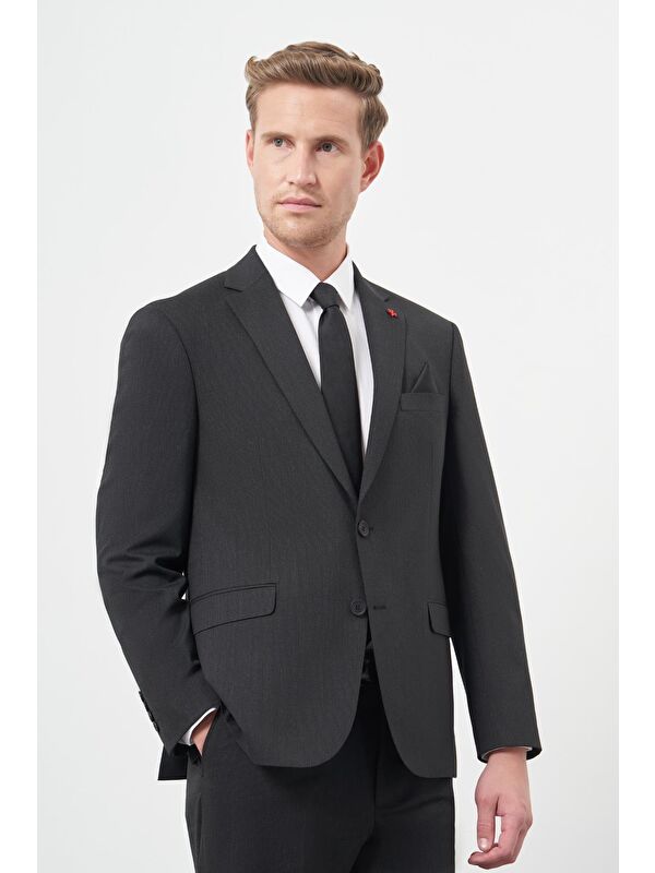İMZA Siyah Mono Yaka 4 Drop Comfort Fit Classic Takım Elbise 1001245168