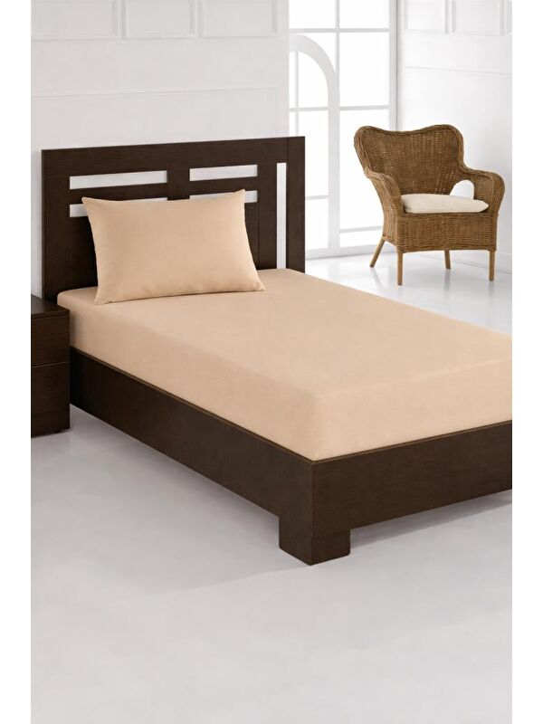Çeyiz Diyarı Bella Tek Kişilik 100x200 cm Lastikli Çarşaf Takımı Cappucino