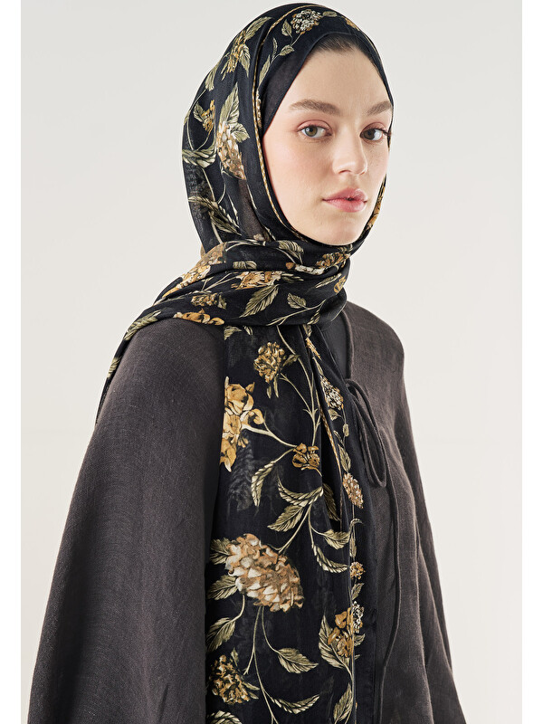 Fresh Scarfs Bloomy Desen Soft Viskon Şal Siyah