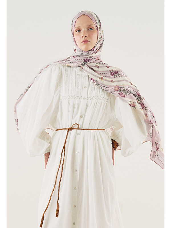 Fresh Scarfs Floral Touch Desen Soft Viskon Şal Pudra
