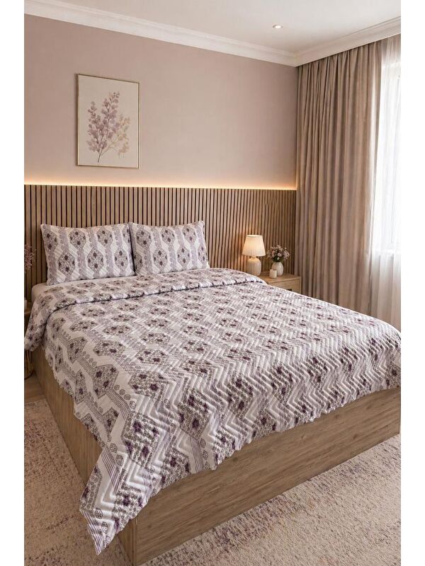 Çeyiz Diyarı Ultrasonik Kapitoneli Zentera Çift Kişilik Pike Takımı 195x235 cm Lila