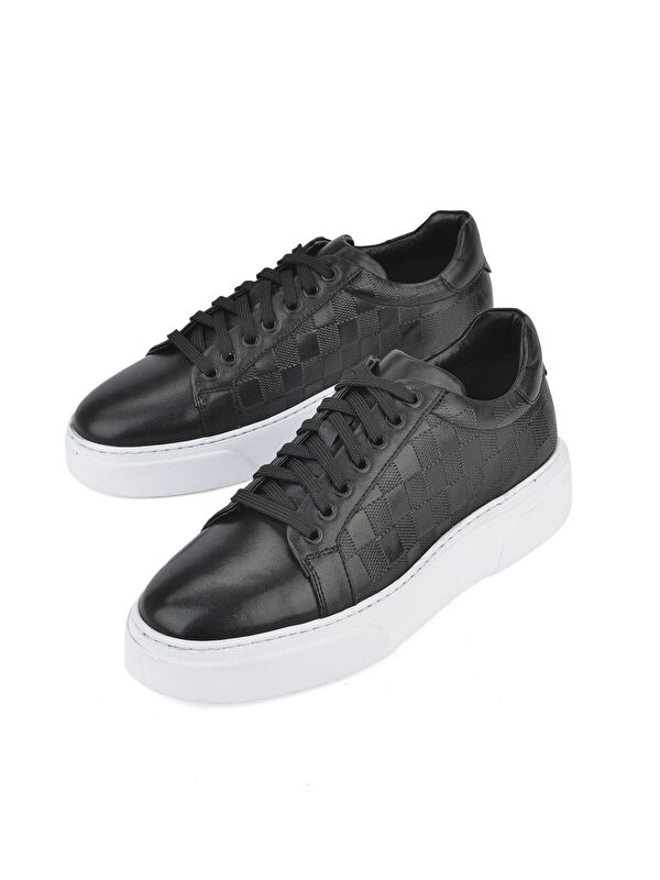 Erkek Hakiki Deri Sneaker 1511026Z412 Siyah - Görsel 4