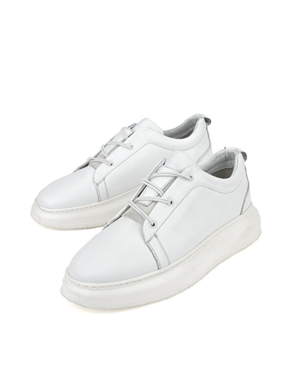 Erkek Hakiki Deri Sneaker 151987Z133 Beyaz - Görsel 6