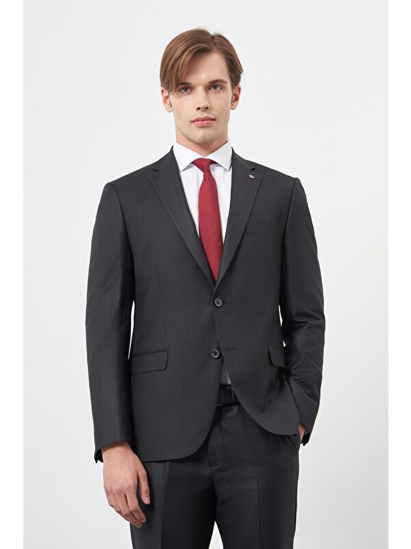 İMZA Siyah Düz Mono Yaka 6 Drop Comfort Fit Classic Takım Elbise 1001245171