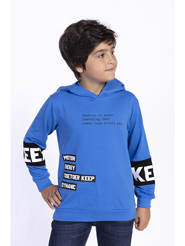 Toontoykids Erkek Çocuk Kapüşonlu Kolları Garnili Sweatshirt