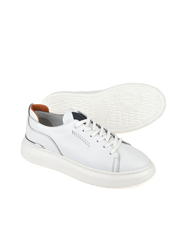 Erkek Hakiki Deri Sneaker 151987Z024 Beyaz - Görsel 5