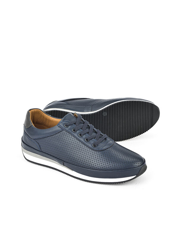 Erkek Hakiki Deri Sneaker 1511002Z063 Lacivert - Görsel 5