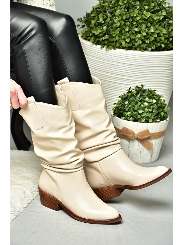 R2800805 Bej Kadın Çizme - Görsel 4