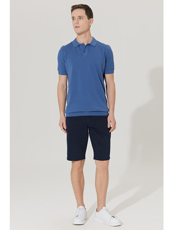 AC&Co / Altınyıldız Classics Erkek Lacivert Slim Fit Dar Kesim Yan Cepli Chino Şort