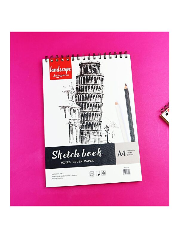 Bam Hediyelik Eşya A4 Spiralli Karışık Teknik Sketchbook Resim Defteri – 100 gr | 30 Yaprak