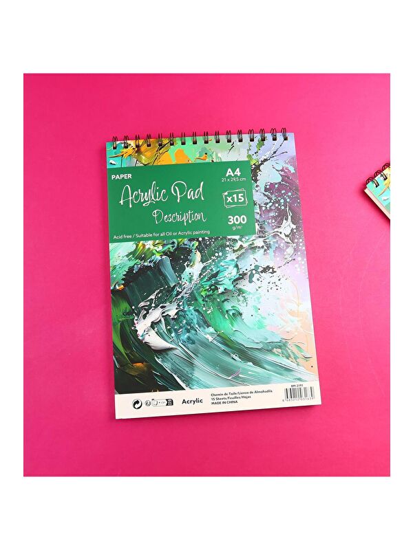 Bam Hediyelik Eşya A4 Spiralli Akrilik Sketchbook Resim Defteri – 300gr | 15 Yaprak