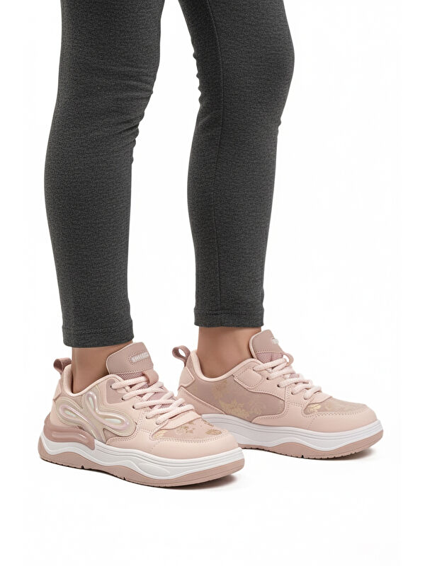 Pudra Bağcıklı Hafif Esnek Kız Çocuk Spor Ayakkabı 1990 F - Görsel 2