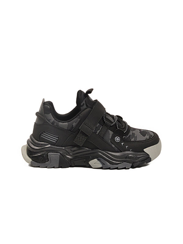 Siyah Cırtlı Hafif Esnek Erkek Çocuk Spor Ayakkabı 2021 F - Görsel 3