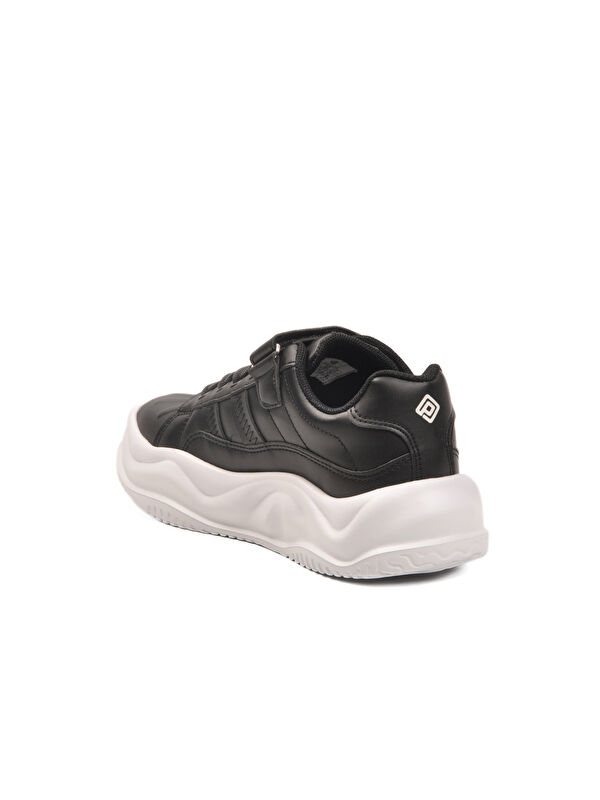 Siyah Beyaz Cırtlı Hafif Esnek Erkek Çocuk Spor Ayakkabı 2033 F - Görsel 5