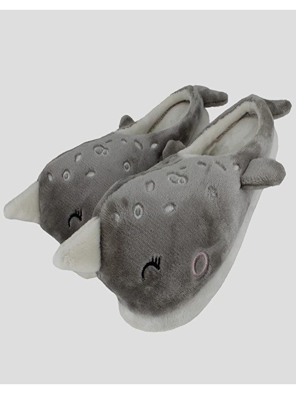 DOLPN- Yunus Balığı Figürlü Krem Kadın Ev içi Ayakkabı - Görsel 6