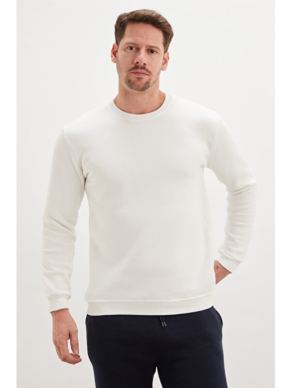Fullamoda 3 İplik Basic Bisiklet Yaka Sweatshirt
