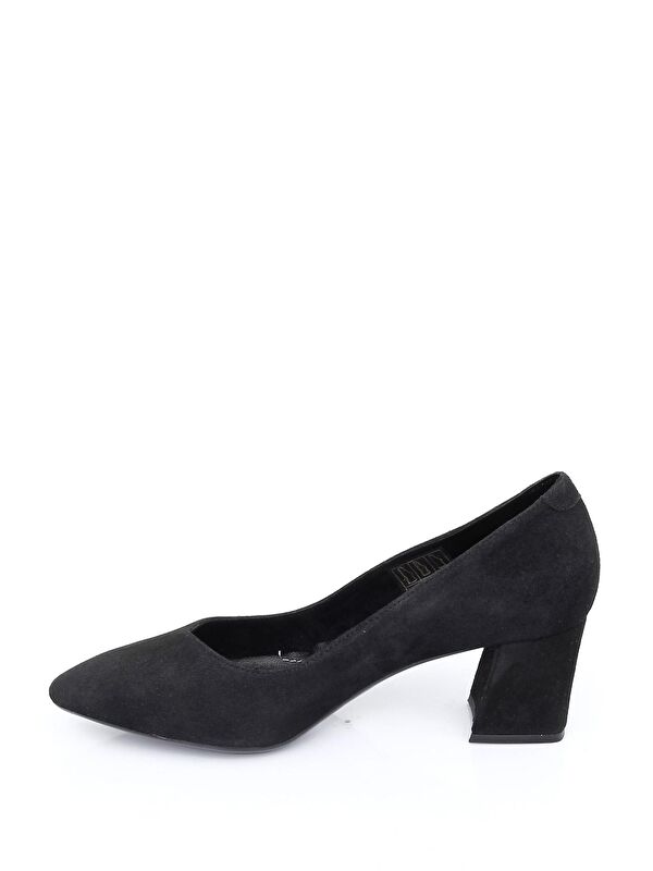 SİYAH Hakiki Deri Sivri Burun Orta Kalın Topuklu Kadın Ayakkabı 24170 - Görsel 7