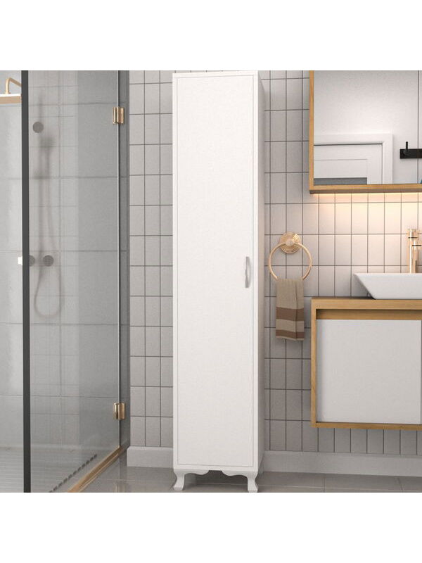 Eco Room Tek Kapaklı 5 Raflı Boy Dolap - Beyaz - 170x35,5x35 cm
