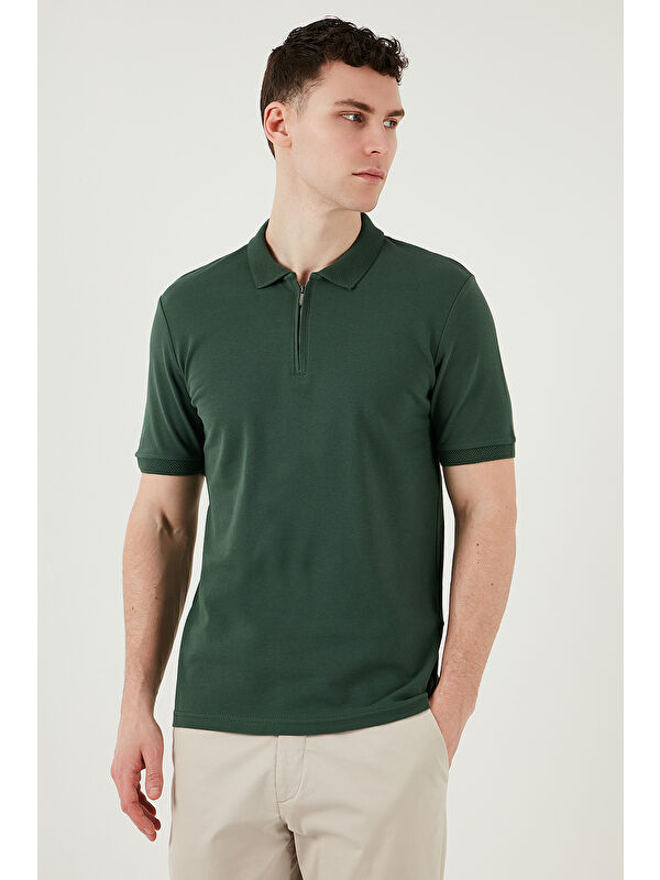 Buratti Pamuklu Regular Fit Yarım Fermuarlı Polo Yaka %100 Pamuk Tişört 5903008
