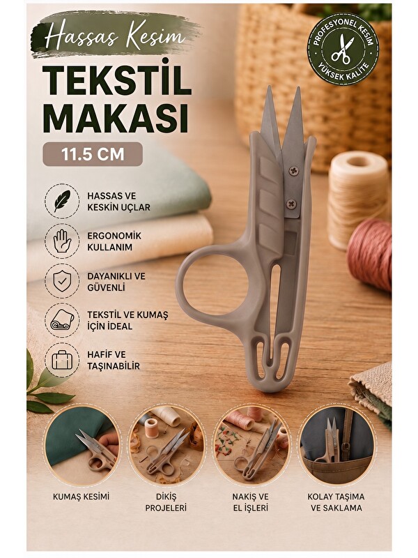 artmaster Gri Tekstil Makası İplik Temizleme 1 Adet Starline Paslanmaz Çelik Keskin Terzi Dikiş Makası Olta Mi