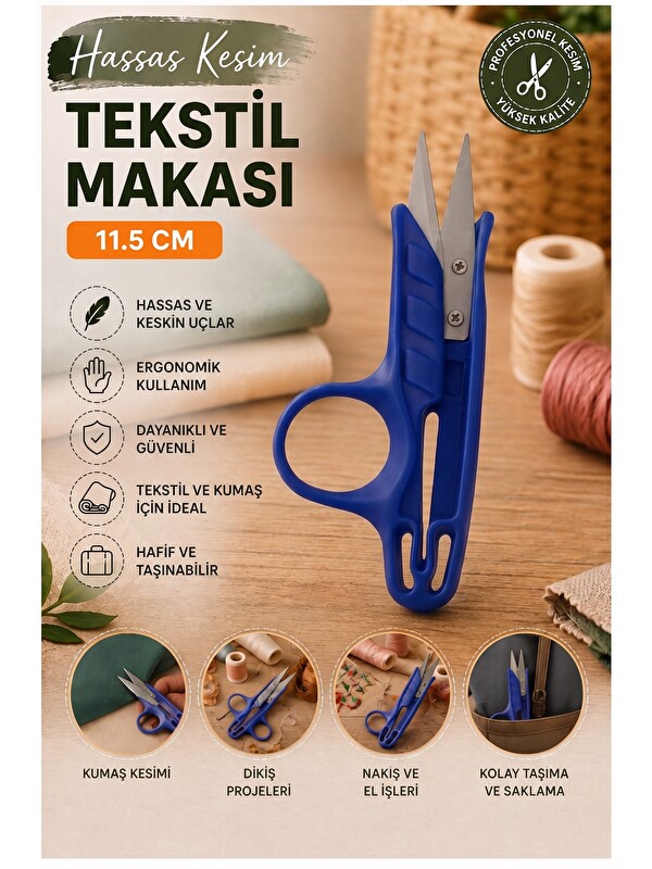 artmaster Mavi Tekstil Makası İplik Temizleme 1 Adet Starline Paslanmaz Çelik Keskin Terzi Dikiş Makası Olta M