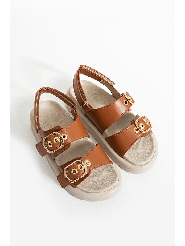 DUXAL SHOES Camelia Çift Toka Detaylı Kadın Sandalet