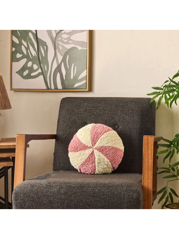 Evidea Soft Şeker Figürlü Yastık - Beyaz / Pembe - 35x35 cm