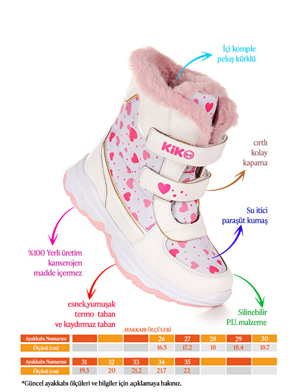 Kartanesi Cırtlı Kız Çocuk Kar Bot Soğuk Suya Dayanıklı - Görsel 3