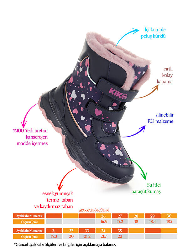 Kartanesi Cırtlı Kız Çocuk Kar Bot Soğuk Suya Dayanıklı - Görsel 3