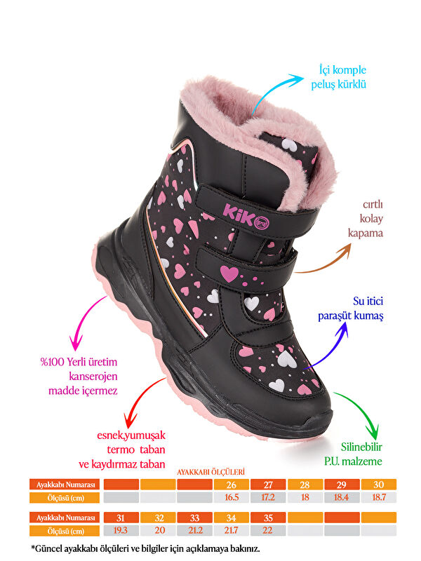 Kartanesi Cırtlı Kız Çocuk Kar Bot Soğuk Suya Dayanıklı - Görsel 3