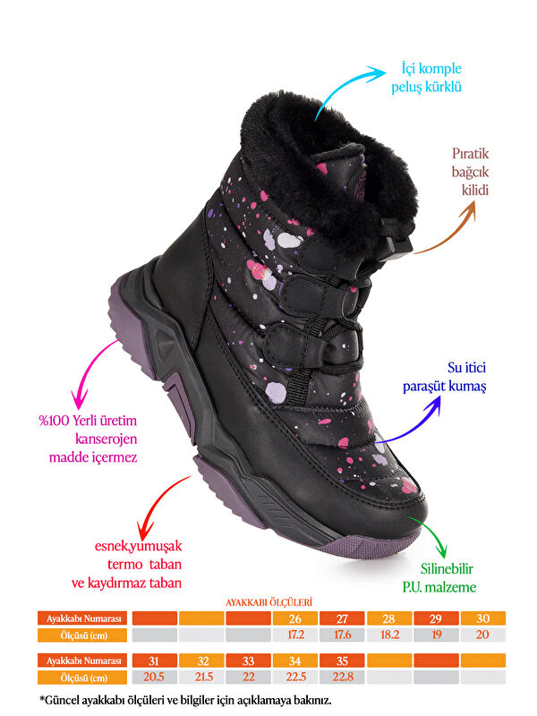 Bambu Bağcıklı Kız Çocuk Kar Botu - Görsel 3