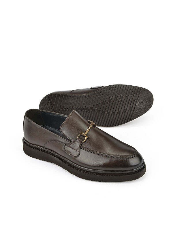 Erkek Hakiki Deri Klasik Ayakkabı 15148Z872 Kahve - Görsel 5