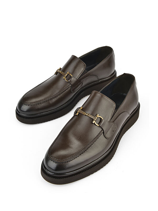 Erkek Hakiki Deri Klasik Ayakkabı 15148Z872 Kahve - Görsel 6