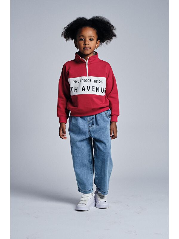 Miababy Dik Yaka Sweat Denim Pantolon Takım
