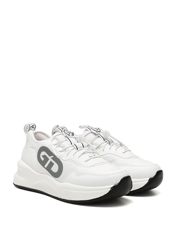 BEYAZ Yuvarlak Burun Dolgu Taban Triko Kadın Sneaker 35557 - Görsel 3