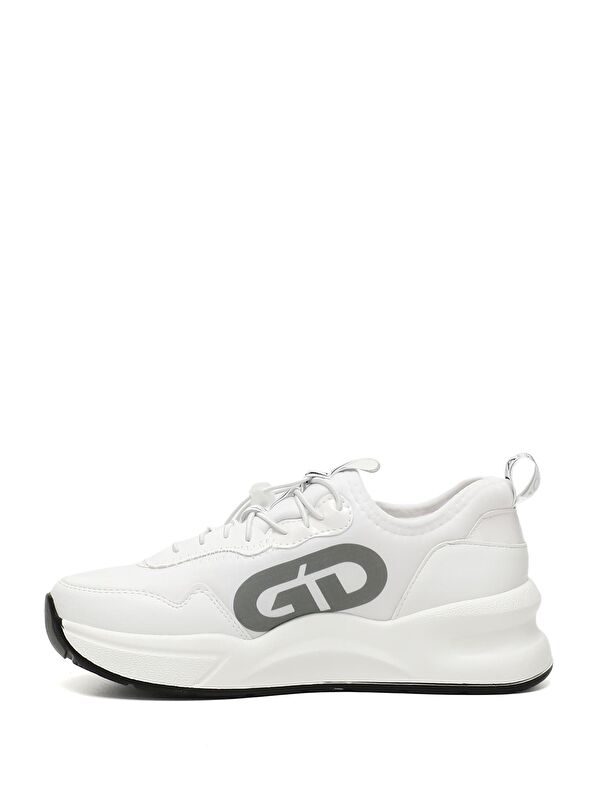 BEYAZ Yuvarlak Burun Dolgu Taban Triko Kadın Sneaker 35557 - Görsel 4