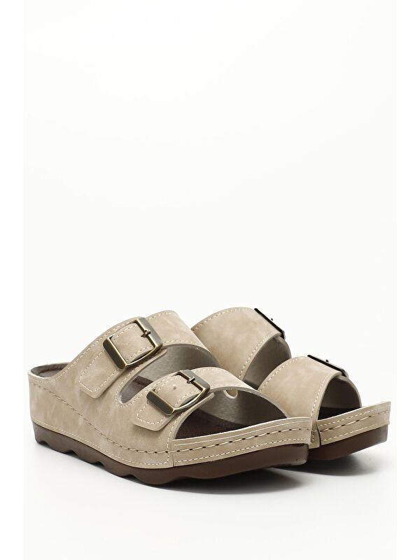 BEJ Tokalı Kadın Günlük Terlik 34054 - Görsel 3