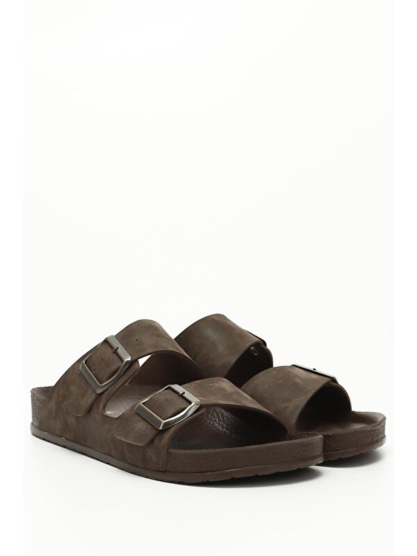 KAHVERENGİ Tokalı Kadın Günlük Terlik 34048 - Görsel 3