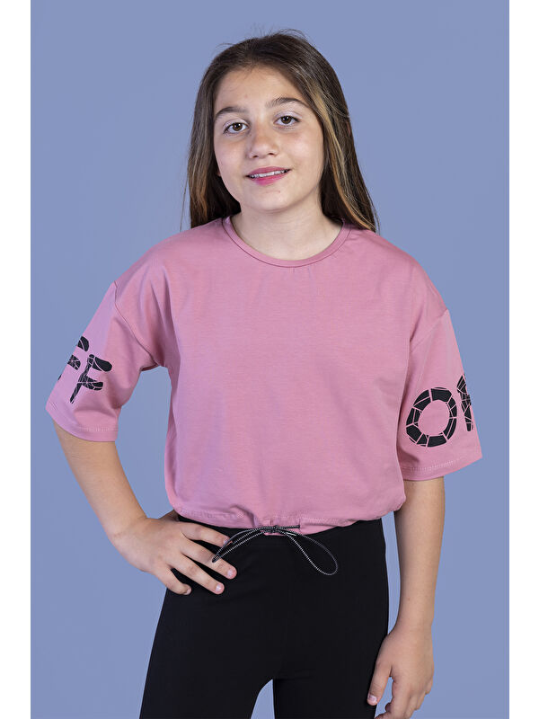 Toontoykids Kız Çocuk Baskılı Crop Tişört