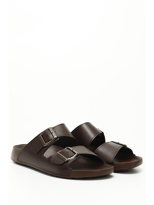 KAHVERENGİ Tokalı Erkek Terlik 34062 - Görsel 3