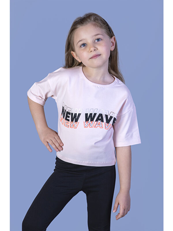Toontoykids Kız Çocuk New Wave Baskılı Taş İşlemeli Tişört