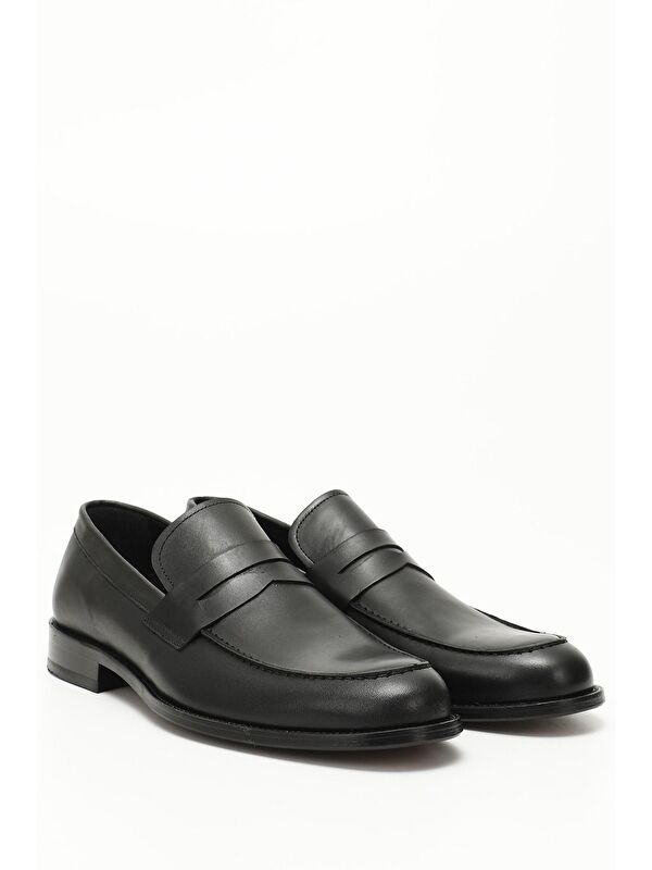 SİYAH Platinum Hakiki Deri Kösele Taban Loafer Günlük Erkek Ayakkabı 01084 - Görsel 3