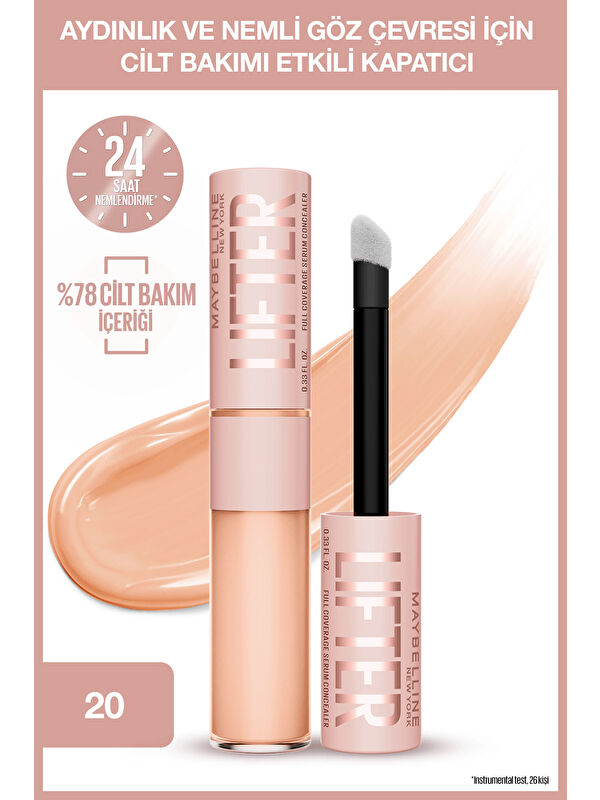 Maybelline New York Lifter Kafein ve Peptitler İçeren Nemlendiren ve Aydınlatan Kapatıcı - 20